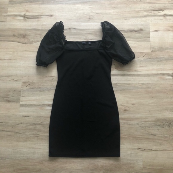 Boohoo Black Ruffled Bodycon Mini Dress - Picture 8 of 8